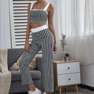black and white pants set